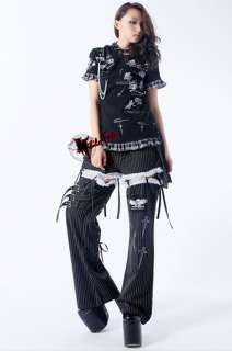 New girls Goth PUNK visual kei Rock belt trousers pants  