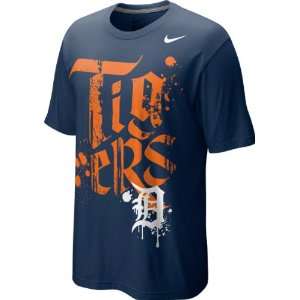  Detroit Tigers Nike Navy Tonal Graphic T Shirt Sports 
