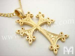 Gold Armenian Cross Pendant Chain Khachkar Khatchkar  