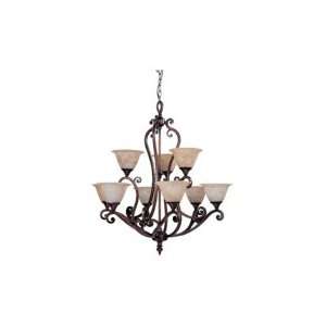   CHAM Ivy 9 Light Two Tier Chandelier in Earthen Bronze with Champagne