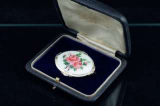 Vintage Arne Nordlie Norway Silver Guilloche Enamel Rose Flower Pin 