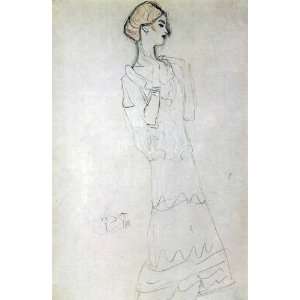  Profile standing female figure with raised arms by Klimt 