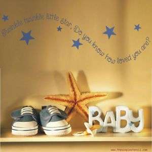 Twinkle Star Wall Decal Kids or Baby Room SimpleStencil  