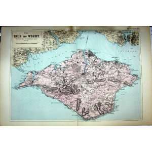  BRITAIN COLOUR MAP 1895 ISLE WIGHT NEWPORT RYDE SOLENT 