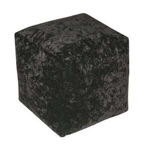   Velveteen Crushed Black Cube Tuffet By Elite Furniture
