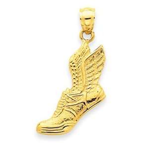  14k Yellow Gold Polished Running Shoe Pendant Jewelry