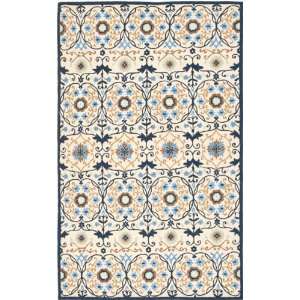   by 8 Feet Hand hookedWool Area Runner, Ivory and Navy: Home & Kitchen
