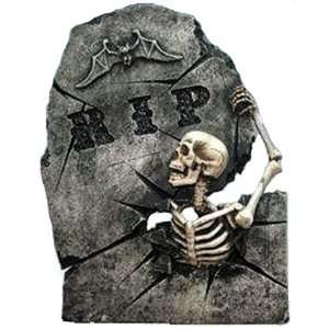   Cracked Tombstone Skeleton Halloween Horror Prop