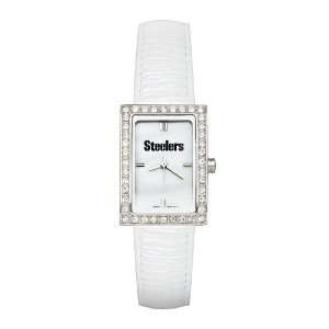  Pittsburgh Steelers Ladies Allure Watch White Leather 