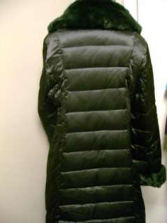Madison Luxe Outerwear Quilted Down Coat w/ Faux Fur Trim L Black 