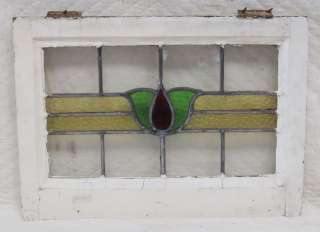 Antique Stained Glass Window 3 color Ruby Tulip  