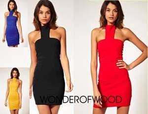 NEW  HIGH NECK COLLAR PONTI BODYCON FITTED DRESS  