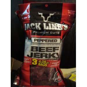 JACK LINKS PREMIUM CUTS PEPPERED BEEF JERKY   3 BAGS (EACH 4.05 OZ 