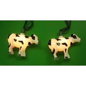 Set of 10 Farm & Country Cow Novelty Christmas Lights   Green Wire 