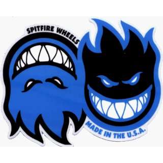  Spitfire Wheels   Blue Duo Flame Logo   Sticker / Decal 