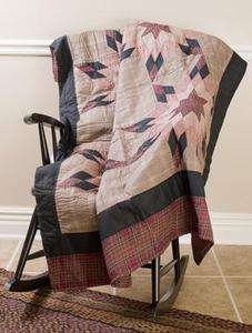 Big Sky Starburst Quilted Throw Primitive Rustic Lodge Feathered Star 