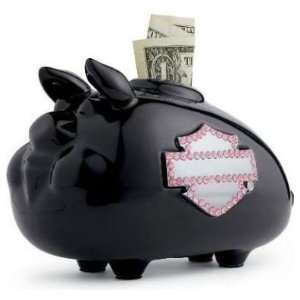 Harley Davidson® Pink Label Embellished Mini Hog Piggy Bank. 99215 