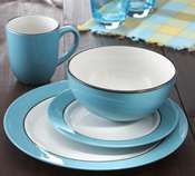 American Atelier Regency Teal Blue 16 Pc Dinnerware Set 088235096630 