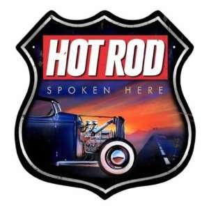   Hot Rod Spoken Vintage Car Garage Route 66 Metal Sign: Home & Kitchen