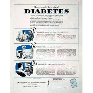 : 1950 Ad Metropolitan Life Insurance Mutual New York Diabetes Facts 