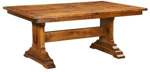 Amish Rustic Trestle Dining Table Bench Rectangle Extending Solid Wood 