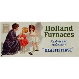 1926 Print Billboard Ad Holland Furnaces Mom Children   Original Color 