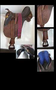 Australian Aussie Stock Saddle 2 tone Brown Leather 18 Overgirth 