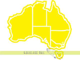 Australia Map Outline with States Yellow Decal Sticker!  