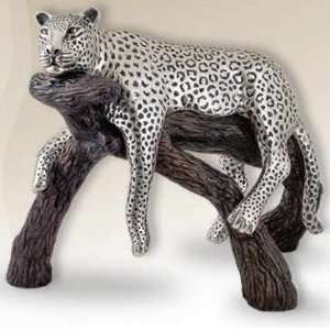  Leopard Lounging Silver Plated Sculpture: Home & Kitchen