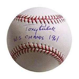 Signed Tony Kubek Ball   with World Series Champs 1961 