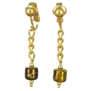 AM4825   Unique Gold Plated / Black Earrings by Dragonheart   25mm 