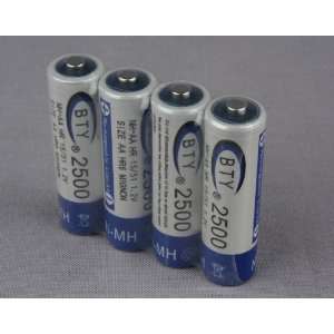  Rechargeable AA Batteries   NiMH 2500mAH   Set of four (4) AA 