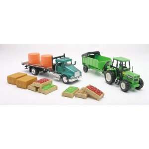  Farm Utility Truck Playset with Tractor, Dump Trailer 