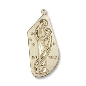  14K Gold Ave Maria Medal: Jewelry