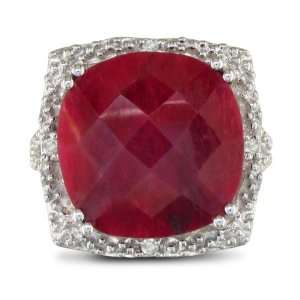  16ct Ruby Rough Cut Diamond Ring Set in Sterling Silver 