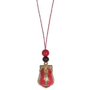  Buddhist Medallion & Red Coral Mala Bead Amulet 