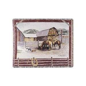  Ranch Life by Pat Lehmkuhl 50 x 60 Tapestry Throw 