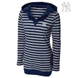   Yankees Womens Long Sleeve Topspin Striped Hoodie by Cutter & Buck