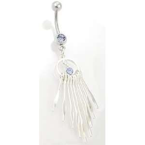   RING WITH WIND DROP CHIMES DANGLE 10g 1/4~6mm Lt. Sapphire Jewelry