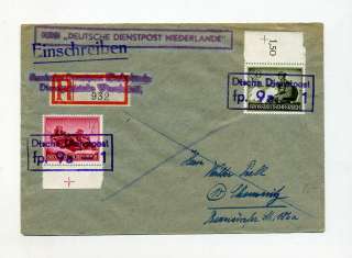 1945 3rd Reich registered cover Dt. Dienstpost Niederlande Winschoten 