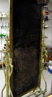 ornate antique brass floor mirror CHEVAL bird 6 ft tall  