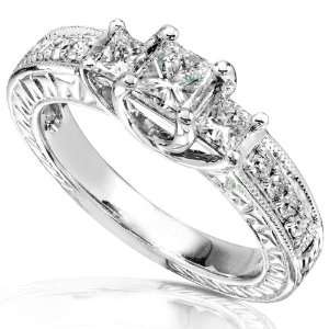  7/8ct TW Three Stone Princess Diamond Engagement Ring in 