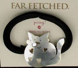 925 Far Fetched Love Kitty Ponytail Holder, New  