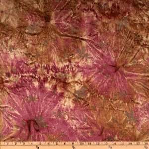   Stretch Panne Velvet Tie Dye Floral Burgundy/Brown Fabric By The Yard