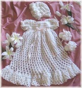 046 PEACE & LOVE Christening Gown Set Crochet Pattern by REBECCA 