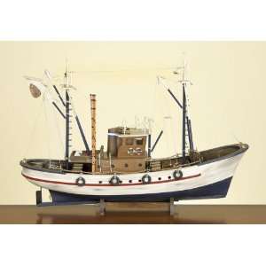  Blue And White Wood Fishing Boat Model