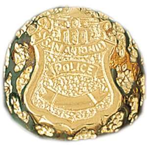  14kt Yellow Gold Police Badge Mens Ring: Jewelry