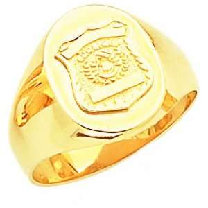    Mens 14k Yellow Gold Police Officer Ring (Size 9.5): Jewelry