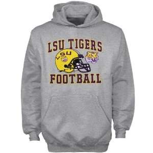  LSU Tigers Youth Ash Football Booster Hoody Sweatshirt 