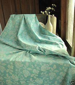 Vintage Teal floral Damask fabric material ticking 1 yd  